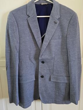 Aqua Men's Light Blue Two-Button Blazer